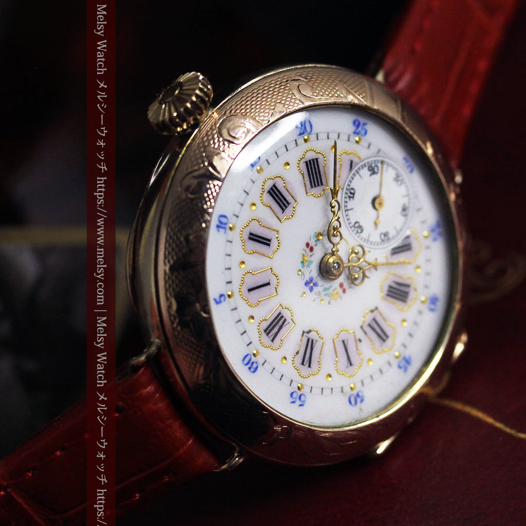 エルジン 装飾されたケースに色鮮やかなアンティーク腕時計 【1894年頃】