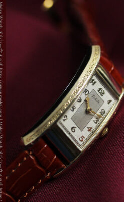 存在感ある縦長の曲線 エルジンのアンティーク腕時計 【1936年頃】-W1568-1