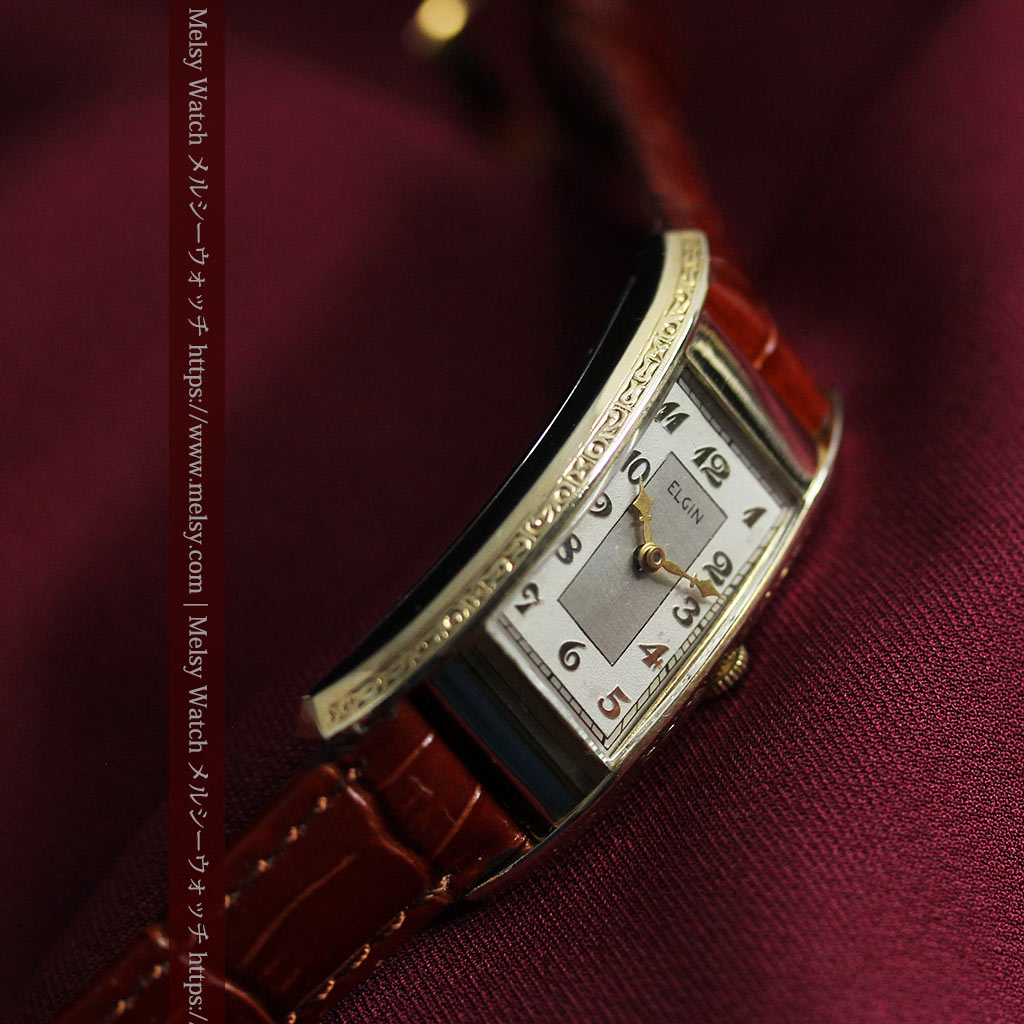 存在感ある縦長の曲線 エルジンのアンティーク腕時計 【1936年頃】