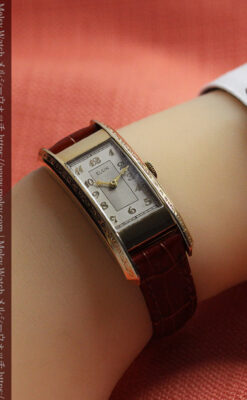 存在感ある縦長の曲線 エルジンのアンティーク腕時計 【1936年頃】-W1568-16