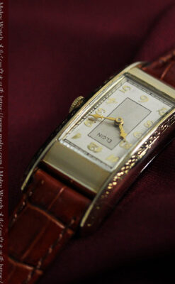 存在感ある縦長の曲線 エルジンのアンティーク腕時計 【1936年頃】-W1568-5