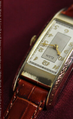 存在感ある縦長の曲線 エルジンのアンティーク腕時計 【1936年頃】-W1568-7