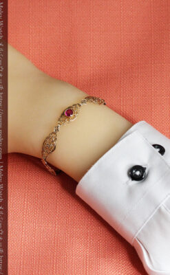 繊細な細工が美しい金無垢アンティークバングル・ブレスレット-A0328-14