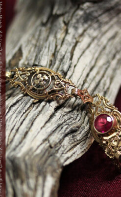 繊細な細工が美しい金無垢アンティークバングル・ブレスレット-A0328-2