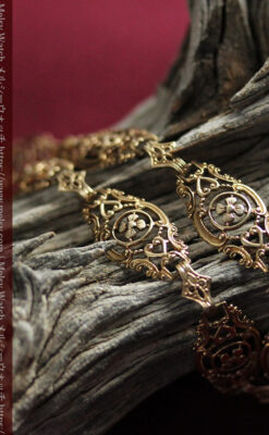 繊細な細工が美しい金無垢アンティークバングル・ブレスレット-A0328-5