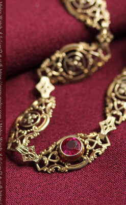 繊細な細工が美しい金無垢アンティークバングル・ブレスレット-A0328-8