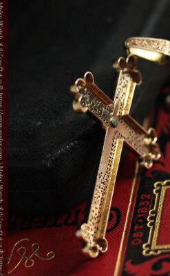 繊細な技巧の光る 真珠と18金無垢アンティーククロス･十字架 【1880年頃】-A0330-19