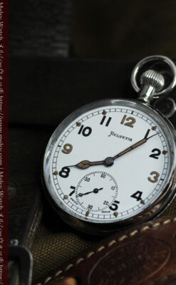 英国陸軍支給品 ヘルヴェティアのアンティーク懐中時計 【1940年頃】-P2331-5
