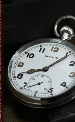 英国陸軍支給品 ヘルヴェティアのアンティーク懐中時計 【1940年頃】-P2331-7