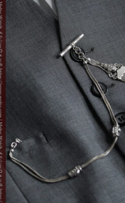 双頭の獅子 ロンジンの銀無垢アンティーク懐中時計【1884年製】チェーン付き-P2332-18