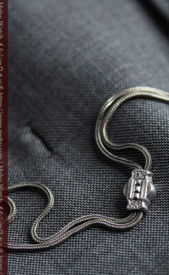 双頭の獅子 ロンジンの銀無垢アンティーク懐中時計【1884年製】チェーン付き-P2332-20