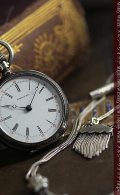 双頭の獅子 ロンジンの銀無垢アンティーク懐中時計【1884年製】チェーン付き-P2332-7