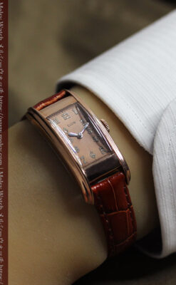 ローズ&カーブ 細身で上品なエルジンのアンティーク腕時計 【1938年頃】-W1569-15