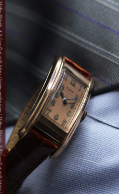 ローズ&カーブ 細身で上品なエルジンのアンティーク腕時計 【1938年頃】-W1569-6