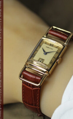 着け方２通り 趣きあるハミルトンのアンティーク腕時計 【1940年頃】-W1570-3