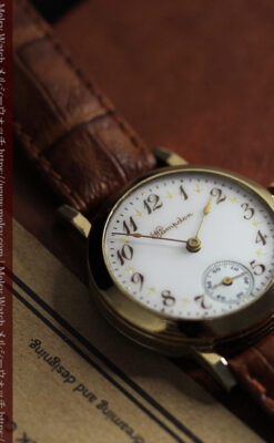 ハンプデンのアンティーク腕時計 希少な茶と金色 【1910年頃】-W1572-1