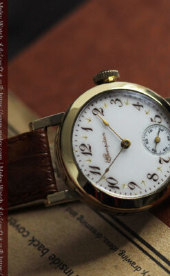 ハンプデンのアンティーク腕時計 希少な茶と金色 【1910年頃】-W1572-10