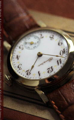 ハンプデンのアンティーク腕時計 希少な茶と金色 【1910年頃】-W1572-12