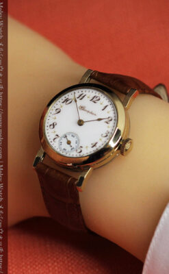 ハンプデンのアンティーク腕時計 希少な茶と金色 【1910年頃】-W1572-16