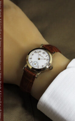 ハンプデンのアンティーク腕時計 希少な茶と金色 【1910年頃】-W1572-17