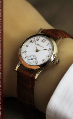 ハンプデンのアンティーク腕時計 希少な茶と金色 【1910年頃】-W1572-18