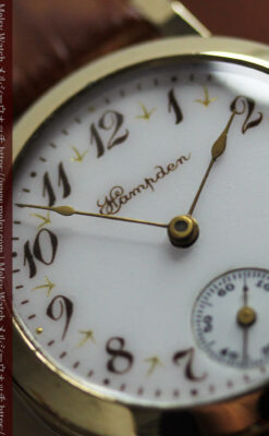 ハンプデンのアンティーク腕時計 希少な茶と金色 【1910年頃】-W1572-2