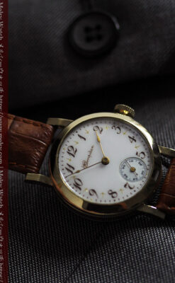 ハンプデンのアンティーク腕時計 希少な茶と金色 【1910年頃】-W1572-5