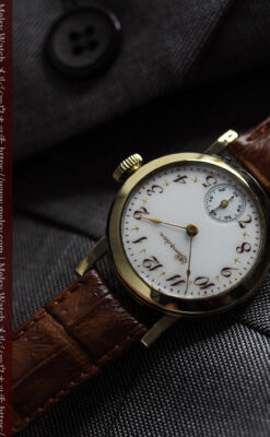 ハンプデンのアンティーク腕時計 希少な茶と金色 【1910年頃】-W1572-6