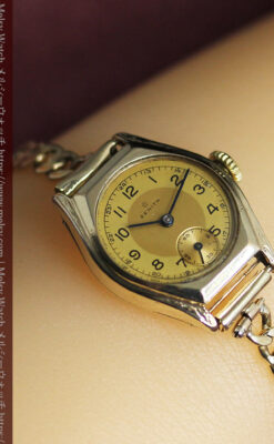 高級メーカー ゼニスの金色レトロな女性用腕時計 【1950年頃】-W1574-1