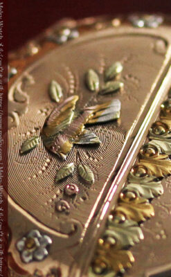 ダイヤと装飾美 ウォルサムの金無垢アンティーク懐中時計 【1900年頃】ブローチ付き-P2283-10