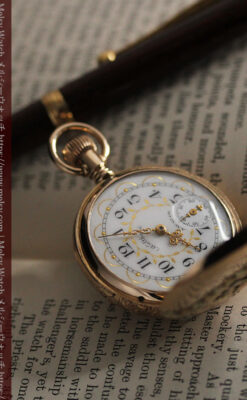 ダイヤと装飾美 ウォルサムの金無垢アンティーク懐中時計 【1900年頃】ブローチ付き-P2283-11