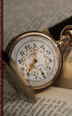 ダイヤと装飾美 ウォルサムの金無垢アンティーク懐中時計 【1900年頃】ブローチ付き-P2283-12