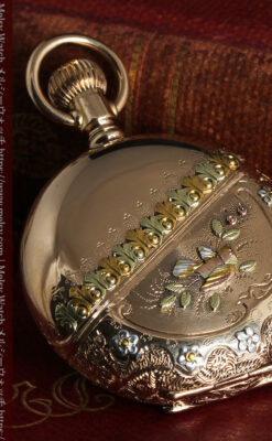 ダイヤと装飾美 ウォルサムの金無垢アンティーク懐中時計 【1900年頃】ブローチ付き-P2283-15