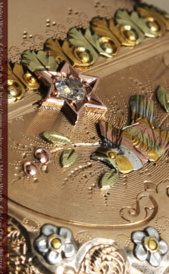 ダイヤと装飾美 ウォルサムの金無垢アンティーク懐中時計 【1900年頃】ブローチ付き-P2283-2