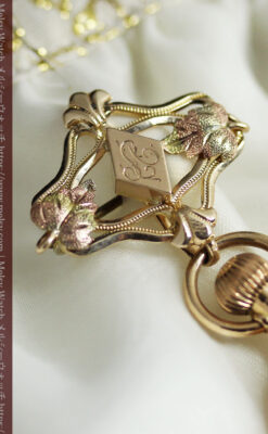 ダイヤと装飾美 ウォルサムの金無垢アンティーク懐中時計 【1900年頃】ブローチ付き-P2283-23