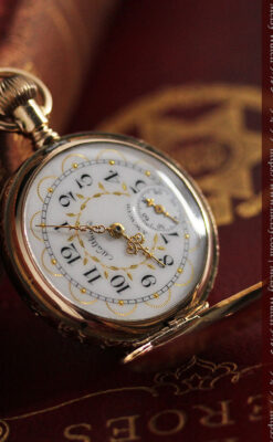 ダイヤと装飾美 ウォルサムの金無垢アンティーク懐中時計 【1900年頃】ブローチ付き-P2283-6