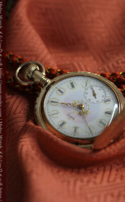 上品な顔とダイヤが映える エルジンの金無垢アンティーク懐中時計 【1895年頃】-P2333-12