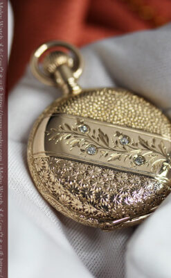 上品な顔とダイヤが映える エルジンの金無垢アンティーク懐中時計 【1895年頃】-P2333-13