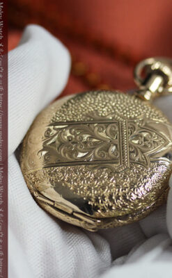 上品な顔とダイヤが映える エルジンの金無垢アンティーク懐中時計 【1895年頃】-P2333-14