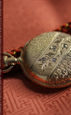 上品な顔とダイヤが映える エルジンの金無垢アンティーク懐中時計 【1895年頃】-P2333-8