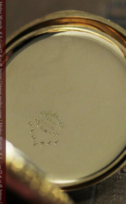 金と緑の華やかな装飾に薔薇の花 エルジンの金無垢アンティーク懐中時計 【1915年頃】-P2334-24