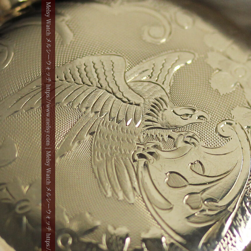 盾を掴み羽根を広げる鷲 エルジンのアンティーク懐中時計 【1913年頃】-P2335-1