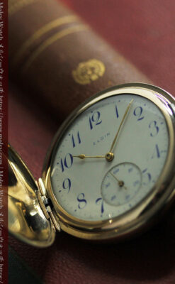 盾を掴み羽根を広げる鷲 エルジンのアンティーク懐中時計 【1913年頃】-P2335-10