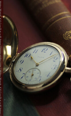 盾を掴み羽根を広げる鷲 エルジンのアンティーク懐中時計 【1913年頃】-P2335-11