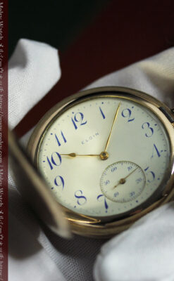 盾を掴み羽根を広げる鷲 エルジンのアンティーク懐中時計 【1913年頃】-P2335-14