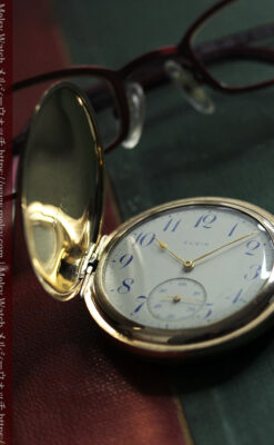 盾を掴み羽根を広げる鷲 エルジンのアンティーク懐中時計 【1913年頃】-P2335-3