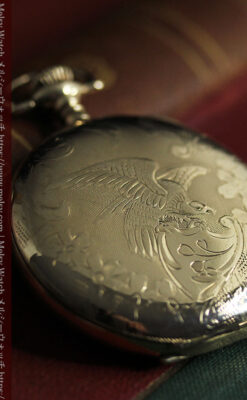 盾を掴み羽根を広げる鷲 エルジンのアンティーク懐中時計 【1913年頃】-P2335-5