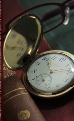 盾を掴み羽根を広げる鷲 エルジンのアンティーク懐中時計 【1913年頃】-P2335-6