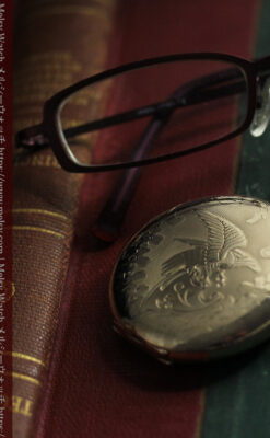 盾を掴み羽根を広げる鷲 エルジンのアンティーク懐中時計 【1913年頃】-P2335-7