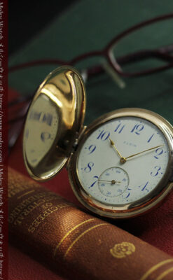 盾を掴み羽根を広げる鷲 エルジンのアンティーク懐中時計 【1913年頃】-P2335-9